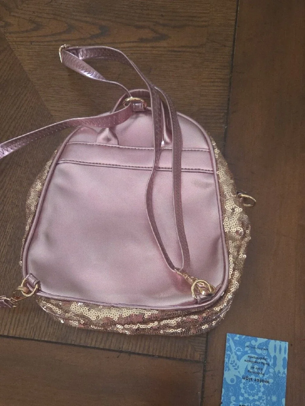 Sequin Bow Ear Mini  Backpack - Rose Gold